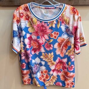 Johnny Was Bee Active Multicolor Floral Short Sleeve Top